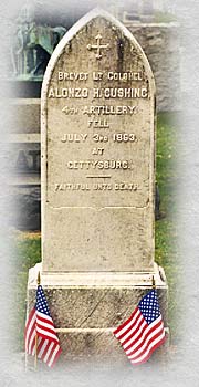 Grave marker of Brevet Lt. Col. Alonzo Cushing