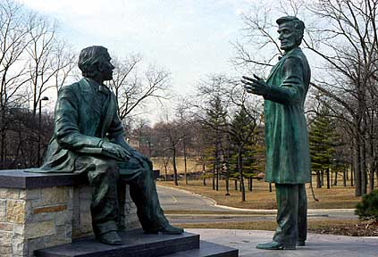 Lincoln and Hay monument at Carthage College