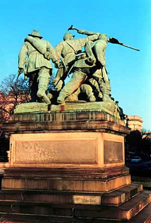 Rear view of Victorious Charge monument prior to restoration activities began